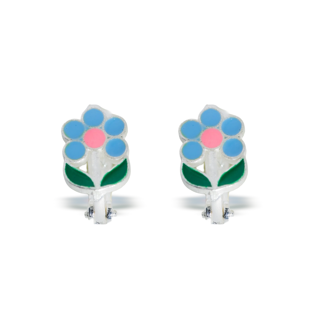 Cercei Kids Floare Albastra Tortita